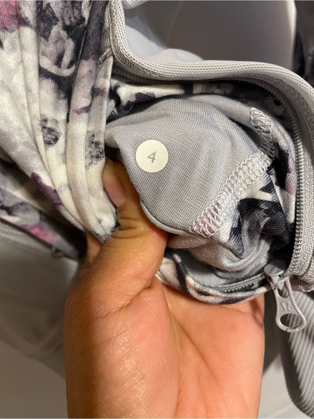 lululemon athletica Light Floral Zip Bomber Jacket in White, Pink & Gray - Picture 10 of 10